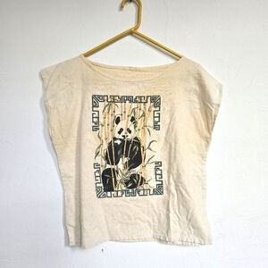 Vintage Panda Graphic Tee Boxy Boho Y2K Size Small